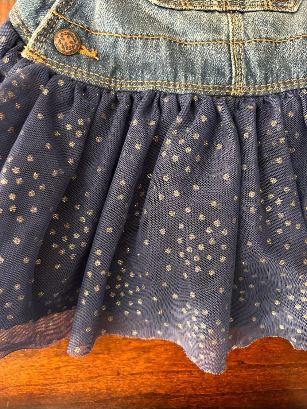 Baby Girls Osh Kosh B'gosh bib overall dress tulle skirt hearts 9-12m
